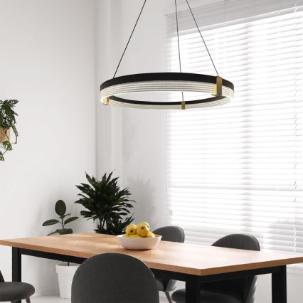 Závesný LED luster na lanku TRIANGLE LED/40W/230V 3000/4000/6000K pr. 60 cm čierna