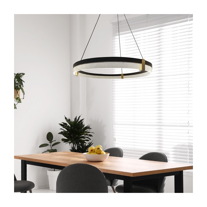 Závesný LED luster na lanku TRIANGLE LED/40W/230V 3000/4000/6000K pr. 60 cm čierna