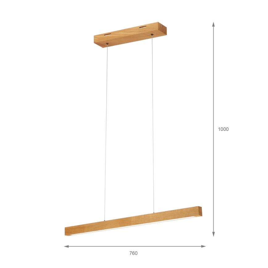 Závesný LED luster na lanku VERDE LED/18W/230V 3000K 76 cm dub