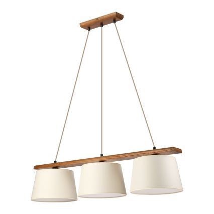 Závesný luster AIDA 3xE27/15W/230V, priemer 25 cm, dub/krémová