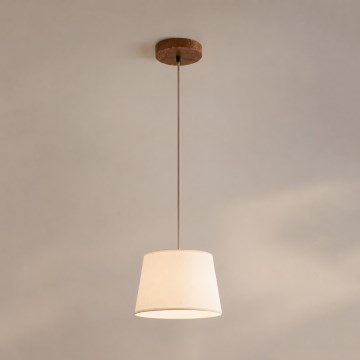 Závesný luster AIDA na lanku 1xE27/15W/230V pr. 25 cm dub/krémová