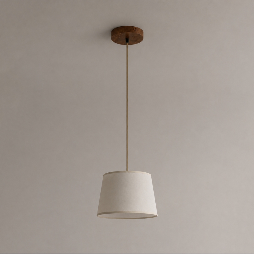 Závesný luster AIDA na lanku 1xE27/15W/230V pr. 25 cm dub/krémová