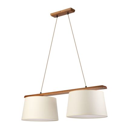 Závesný luster AIDA na lanku 2xE27/15W/230V, priemer 35 cm, dub/krémová