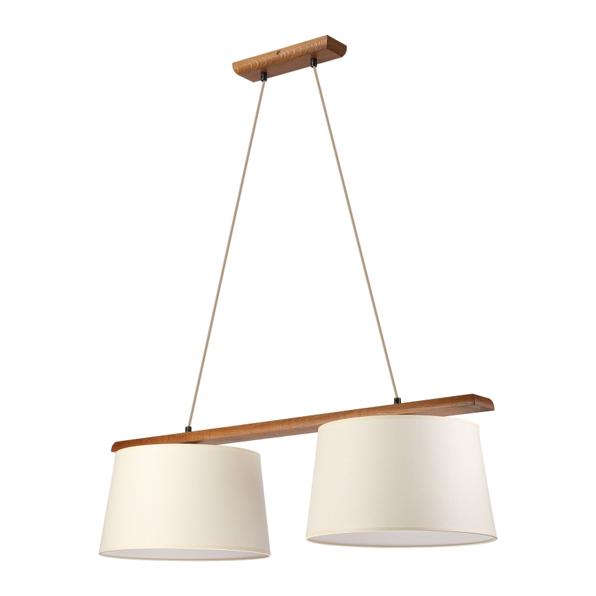 Závesný luster AIDA na lanku 2xE27/15W/230V, priemer 35 cm, dub/krémová