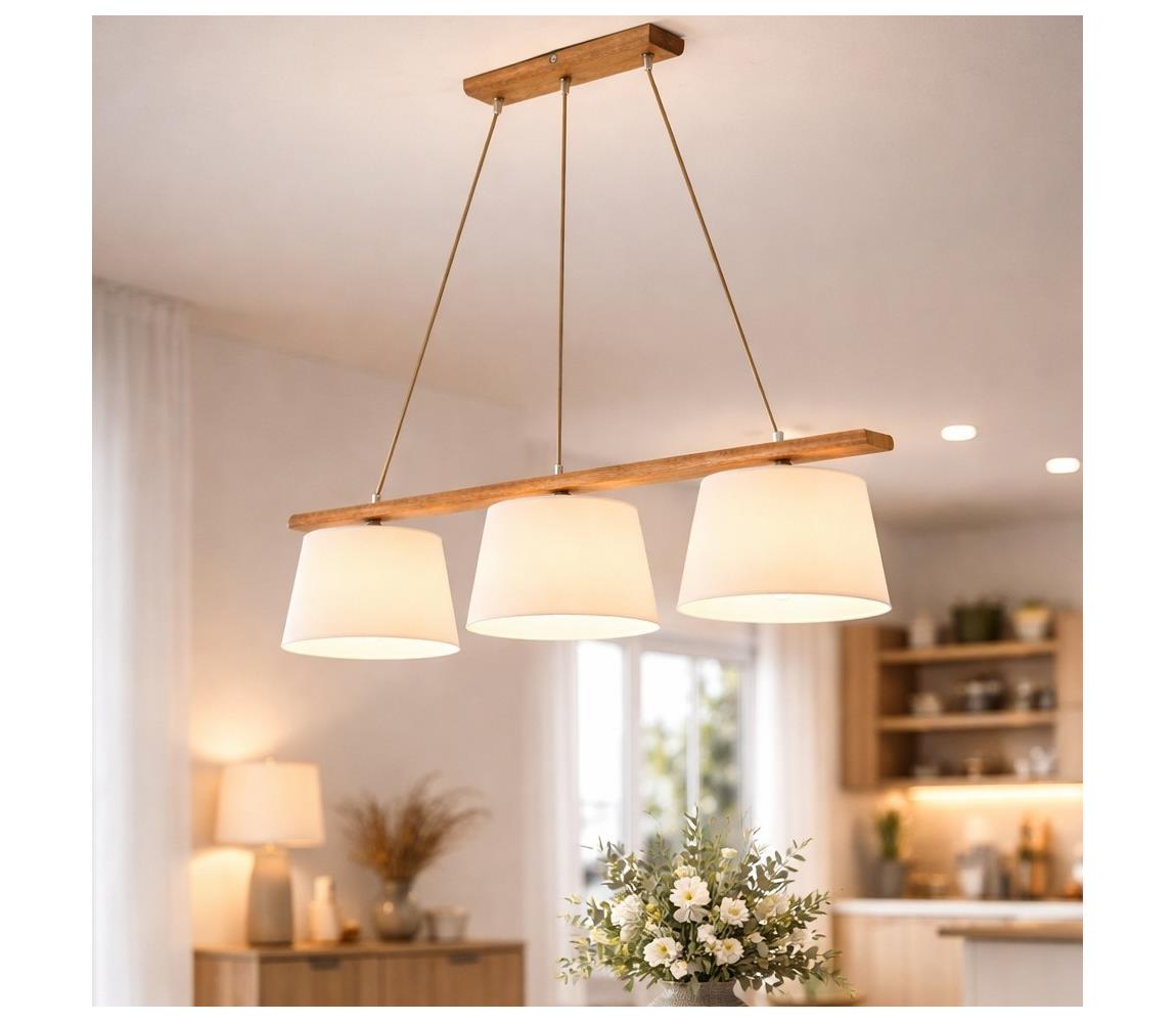 Závesný luster AIDA na lanku, 3× E27 (max. 60 W), 230 V, priemer 25 cm, dub LD 3.98 DĄB RUSTIK
