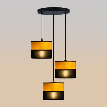 Závesný luster ALBA na lankách 3xE27/15W/230V, priemer 40 cm, čierna/hnedá