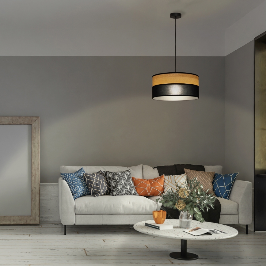 Závesný luster ALBA na lanku 1xE27/15W/230V, pr. 45 cm, čierna/hnedá