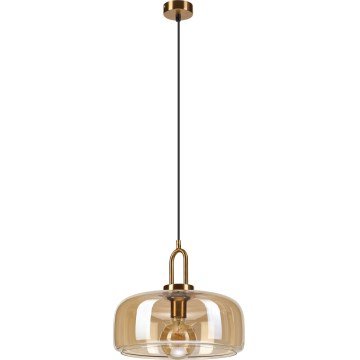 Závesný luster AMAYA na lane 1xE27/15W/230V, zlatá/dymovo-béžová