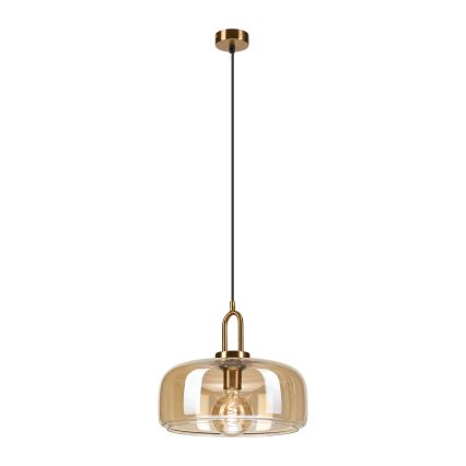 Závesný luster AMAYA na lane 1xE27/15W/230V, zlatá/dymovo-béžová