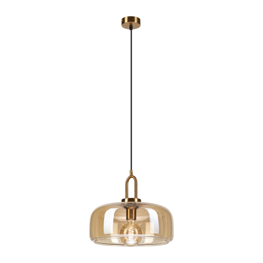 Závesný luster AMAYA na lane 1xE27/15W/230V, zlatá/dymovo-béžová