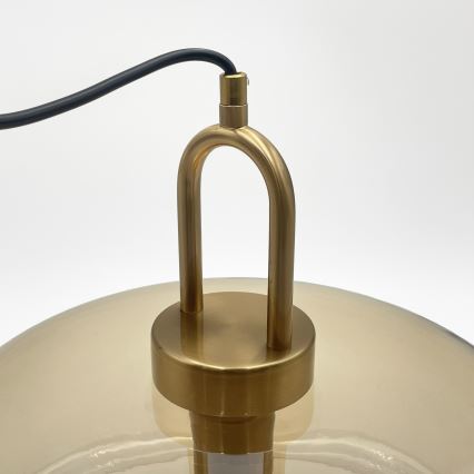 Závesný luster AMAYA na lane 1xE27/15W/230V, zlatá/dymovo-béžová