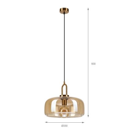 Závesný luster AMAYA na lane 1xE27/15W/230V, zlatá/dymovo-béžová