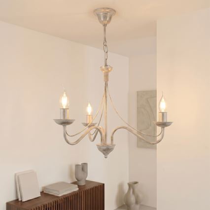 Závesný luster ANTON na reťazi 3xE14/60W/230V biela patina
