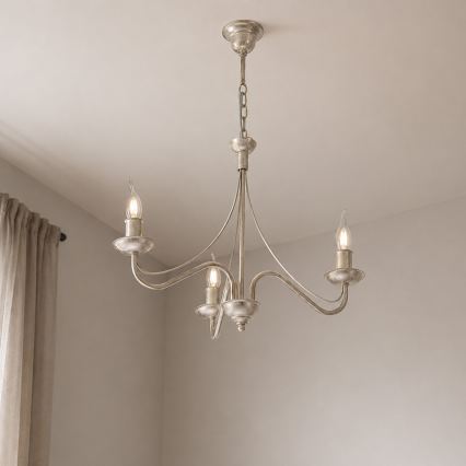 Závesný luster ANTON na reťazi 3xE14/60W/230V biela patina