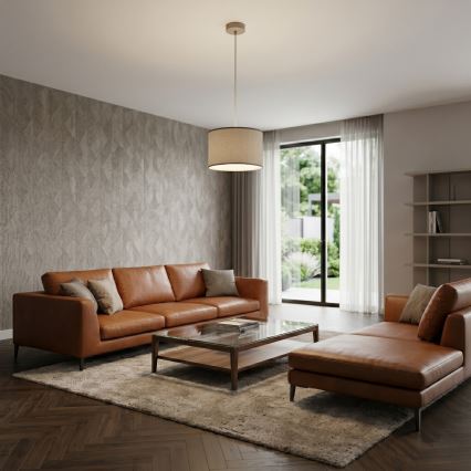 Závesný luster ARDEN na lanku 1xE27/15W/230V, priemer 40 cm, béžový