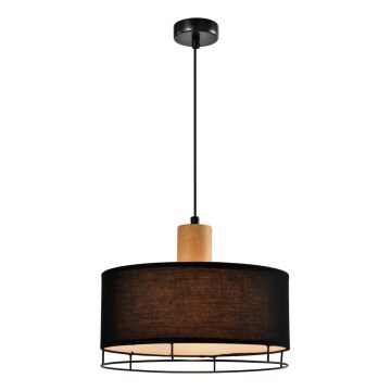 Závesný luster ARDI na lanku, 1xE27/40W/230V, čierna/hnedá