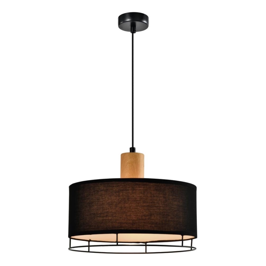 Závesný luster ARDI na lanku, 1xE27/40W/230V, čierna/hnedá