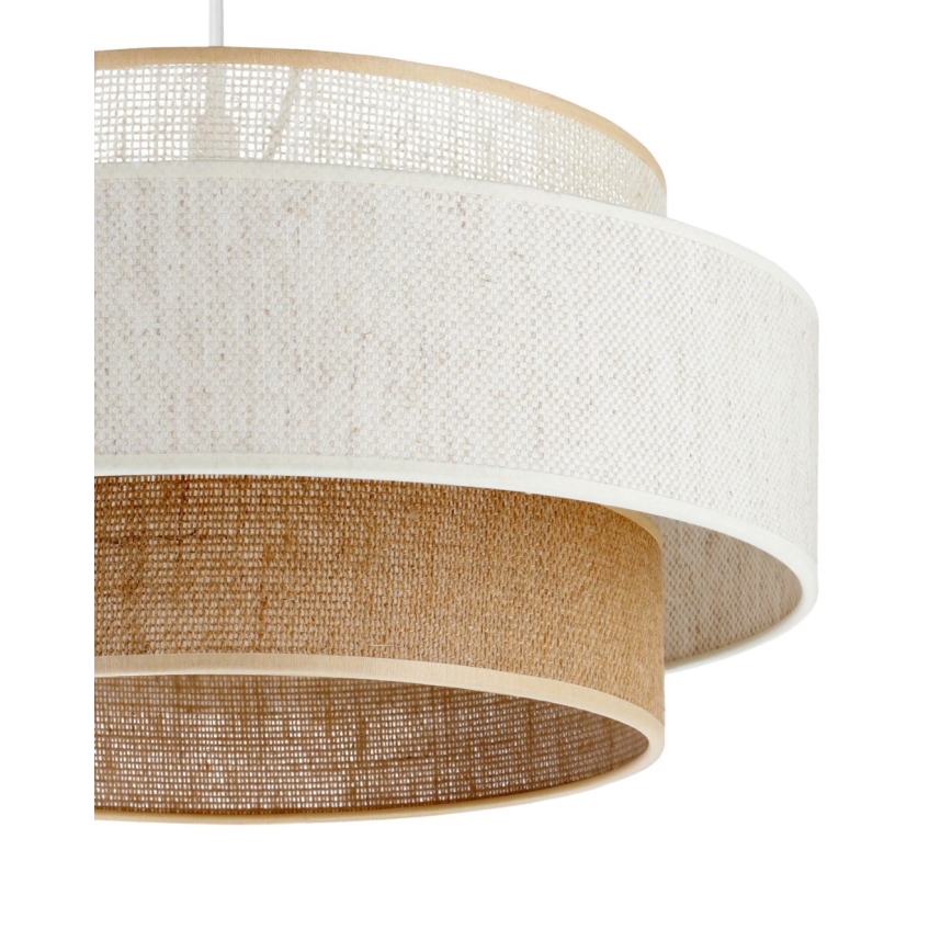 Závesný luster BOHO na lane 1xE27/60W/230V, priemer 40 cm, biela/juta