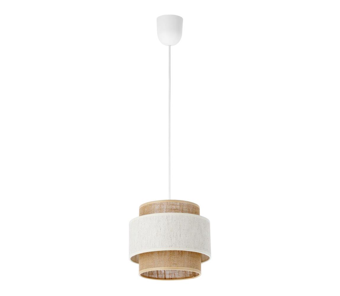 Závesný luster BOHO na lanku 1xE27/60W/230V, priemer 20 cm, krémová/juta H0164