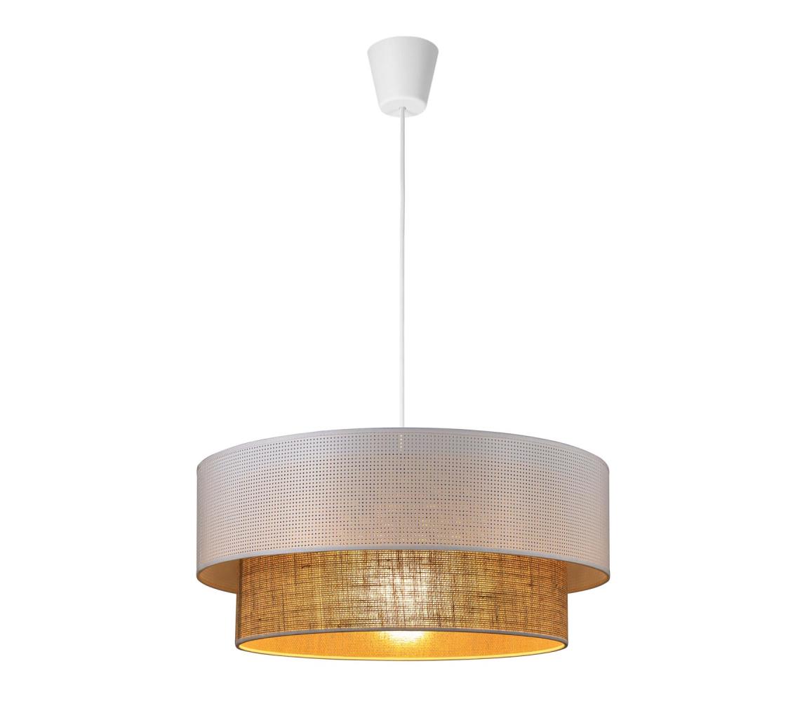 Závesný luster BORHO na lanku 1xE27/60W/230V pr. 50 cm biela/juta 0376