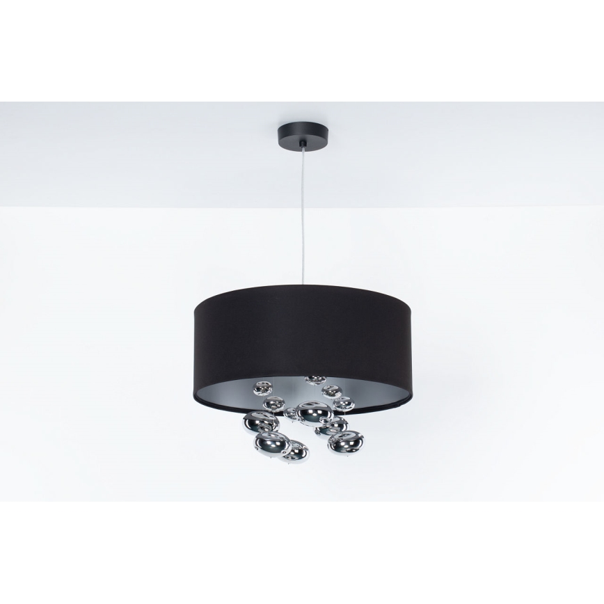 Závesný luster BUBBLE na lanku 1xE27/60W/230V, priemer 40 cm, čierna