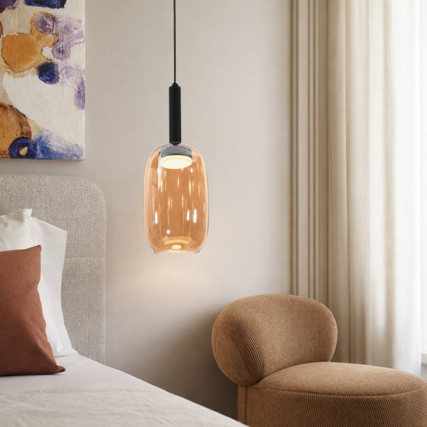 Závesný luster BUENO na lanku 1xGX53/9W/230V pr. 15 cm dymovo-hnedá