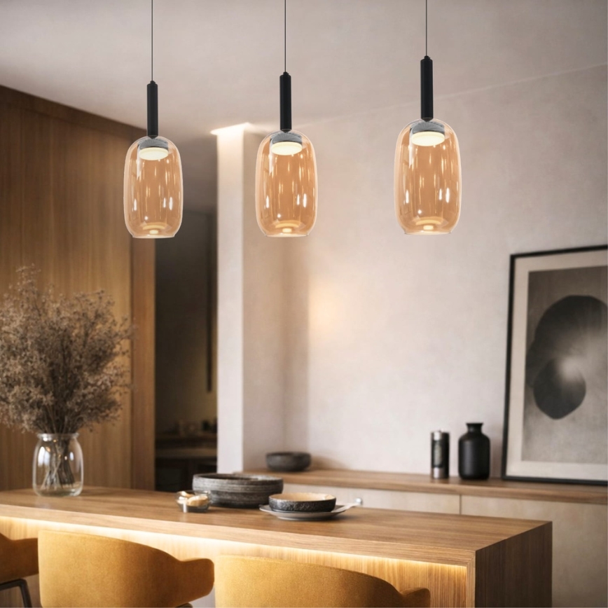 Závesný luster BUENO na lanku 1xGX53/9W/230V pr. 15 cm dymovo-hnedá