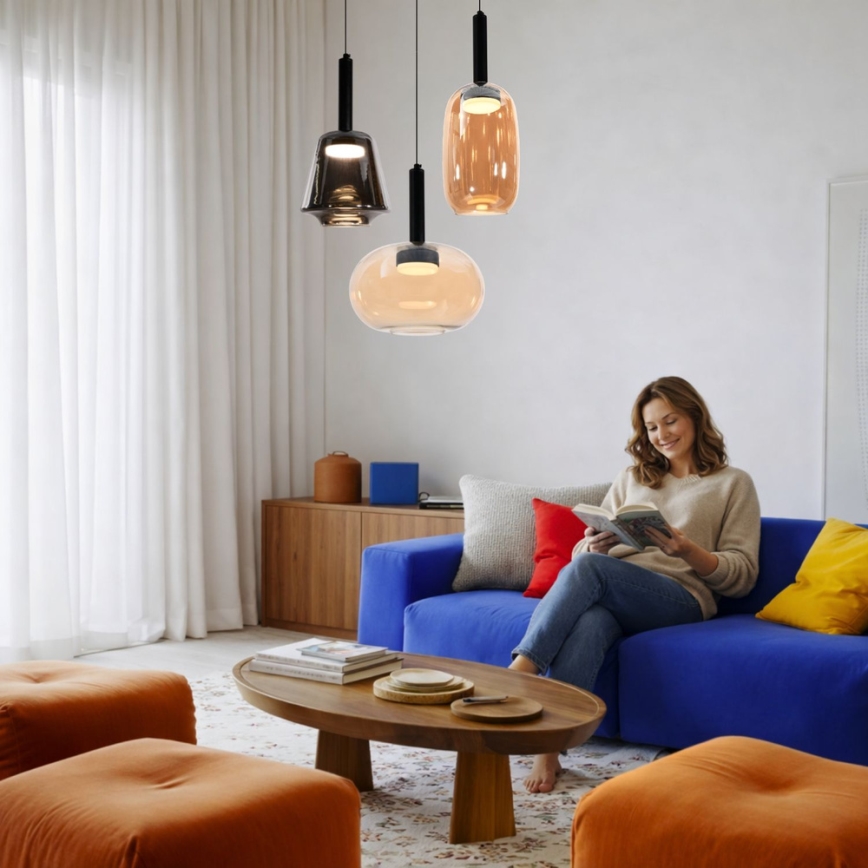 Závesný luster BUENO na lanku 1xGX53/9W/230V pr. 15 cm dymovo-hnedá