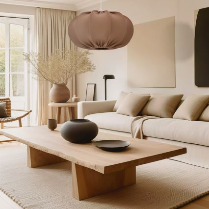 Závesný luster CAFEE na lanku, 1xE27/40W/230V, priemer 52 cm, hnedý