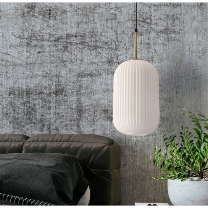 Závesný luster CRESTO 1xE27/40W/230V biely/zlatý
