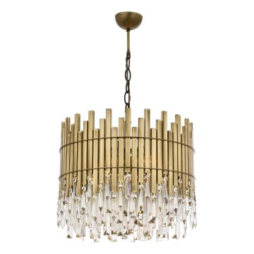 Závesný luster CRYSTALLINE 6xE27/40W/230V priemer 40 cm mosadz