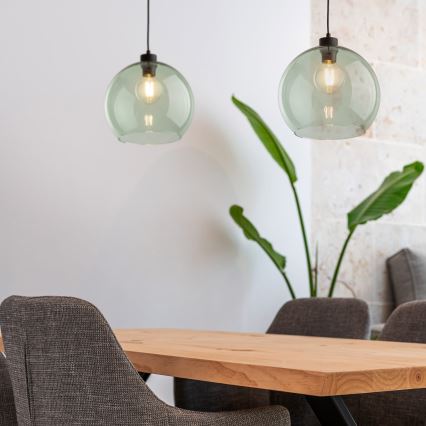 Závesný luster CUBUS 1xE27/15W/230V čierna/dymová zelená