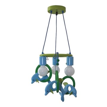 Závesný luster DELFÍN 3xE27/60W/230V modrá/zelená Závesný luster DELFÍN 3xE27/60W/230V modrá/zelená