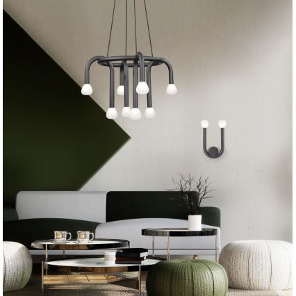 Závesný luster DELORI na lanku 8xG9/28W/230V, čierny