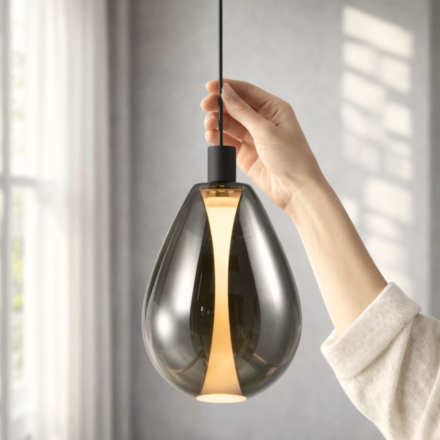 Závesný luster DENSO na lanku 1xG9/5W/230V, priemer 20 cm, čierny chróm