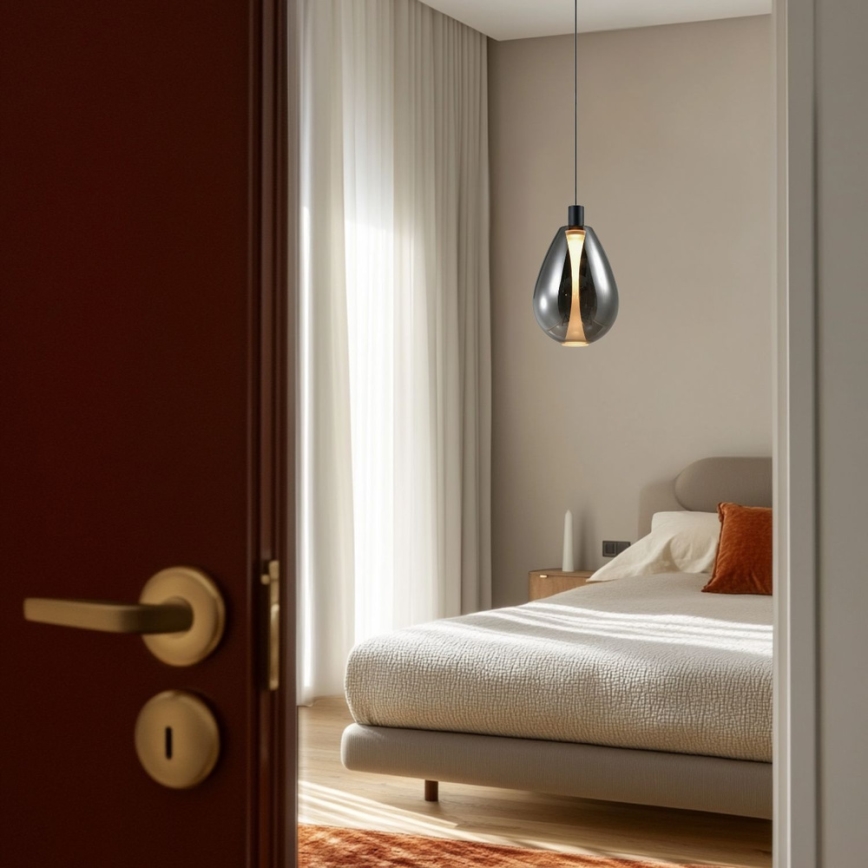 Závesný luster DENSO na lanku 1xG9/5W/230V, priemer 20 cm, čierny chróm