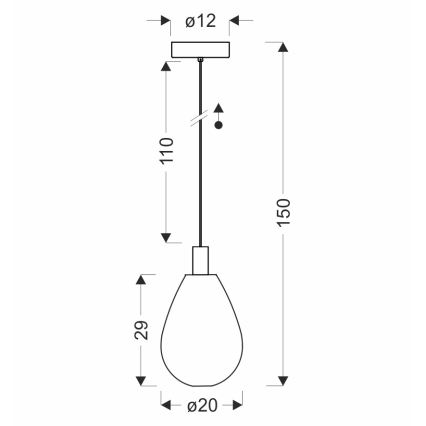 Závesný luster DENSO na lanku 1xG9/5W/230V, priemer 20 cm, čierny chróm