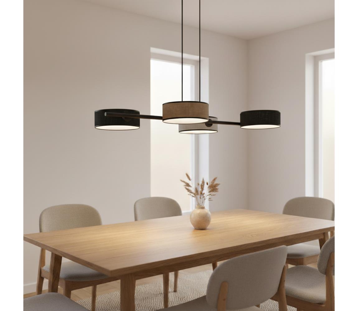 EMIBIG Závesný luster DRUMZ na lane 4xE14/10W/230V čierna/hnedá/sivá 1566/4