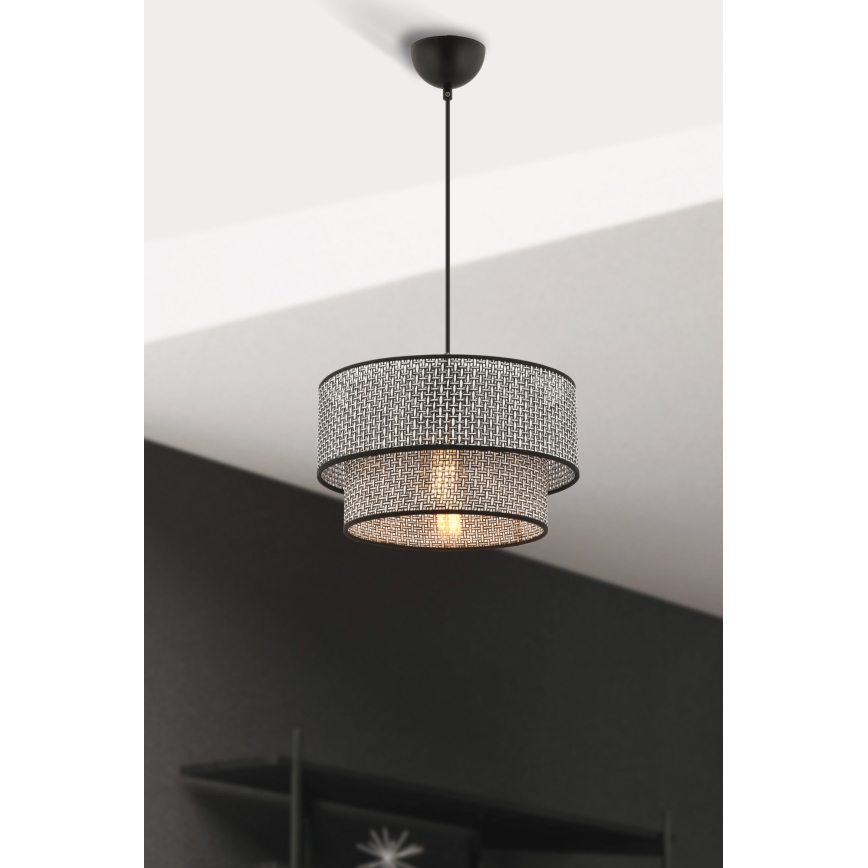 Závesný luster ECHO na lanku 1xE27/60W/230V sivá/čierna