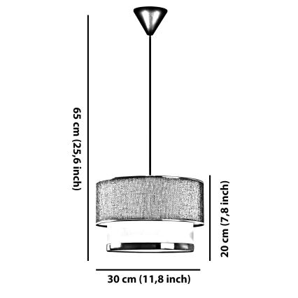 Závesný luster ECHO na lanku 1xE27/60W/230V sivá/čierna