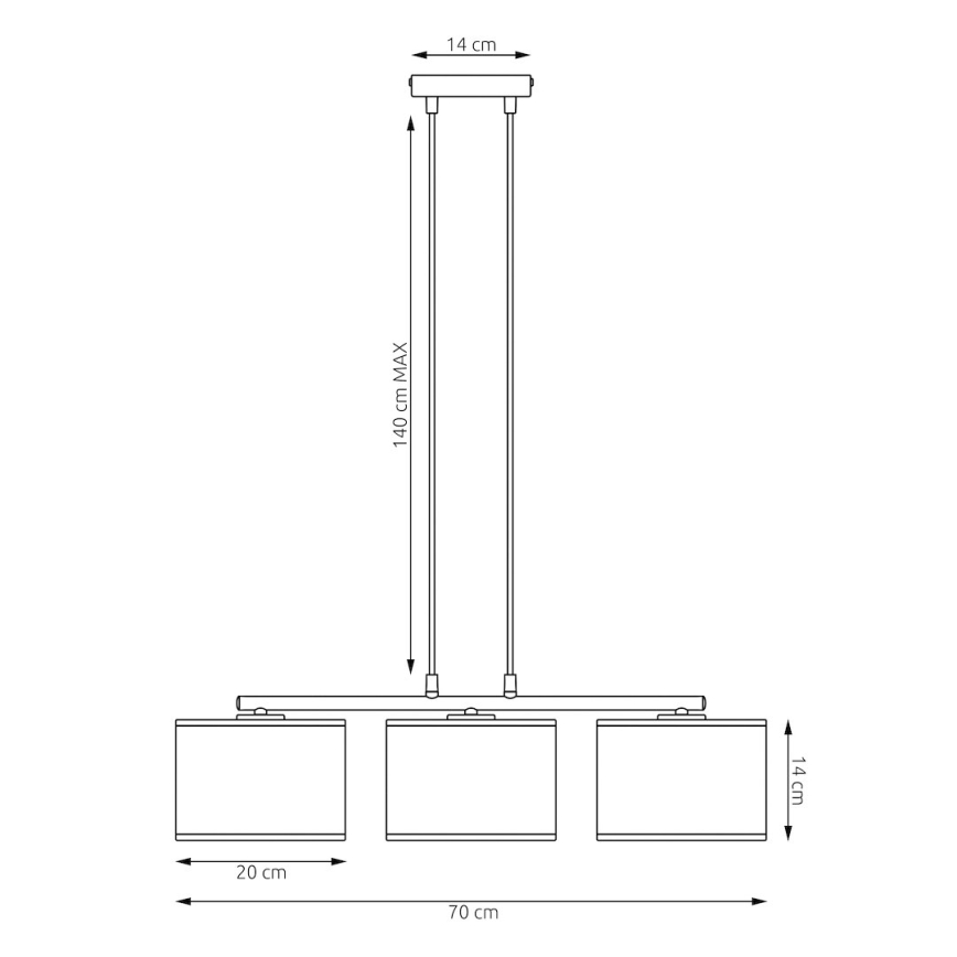 Závesný luster ECO na lanku 3xE27/15W/230V béžový/ratan
