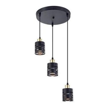 Závesný luster ELEN na lanku 3×E27/35W/230V, priemer 29 cm, čierna/zlatá
