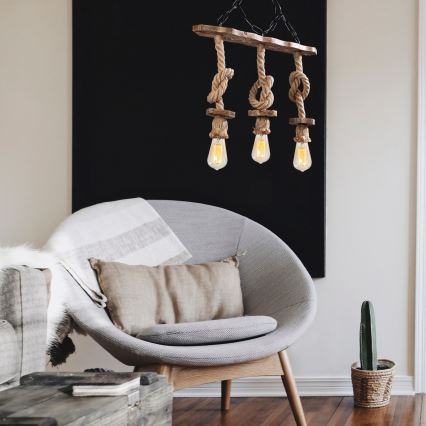 Závesný luster EREBOS 3xE27/40W/230V hnedý