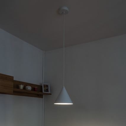 Závesný luster ETNA na lanku 1xE27/15W/230V pr. 18,5 cm biela