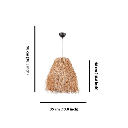 Závesný luster FRINGE na lanku 1xE27/40W/230V rafia