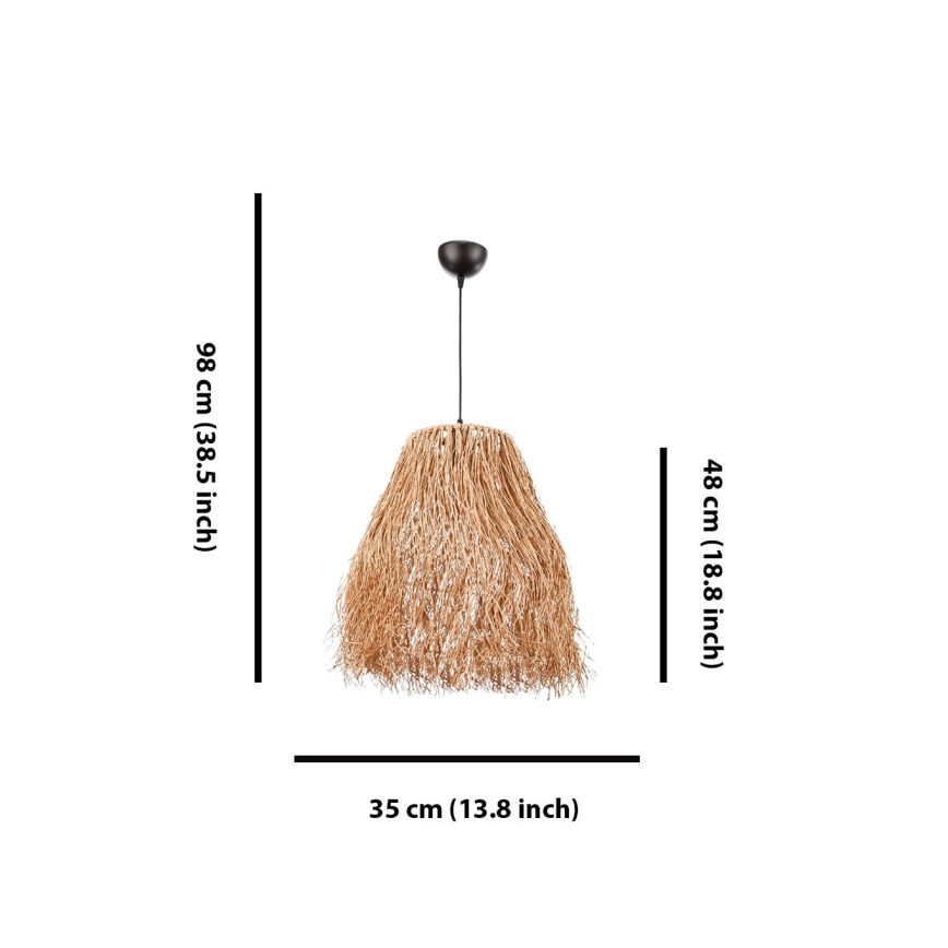 Závesný luster FRINGE na lanku 1xE27/40W/230V rafia