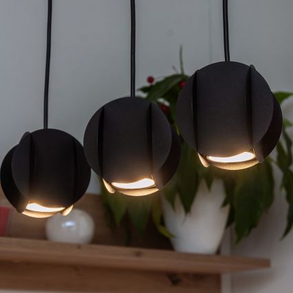 Závesný luster GAMBIT na lanku 4xGU10/10W/230V, čierny