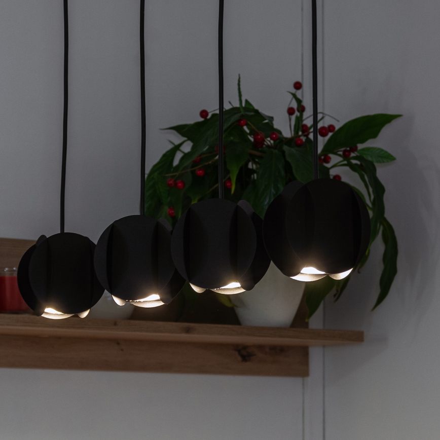 Závesný luster GAMBIT na lanku 4xGU10/10W/230V, čierny