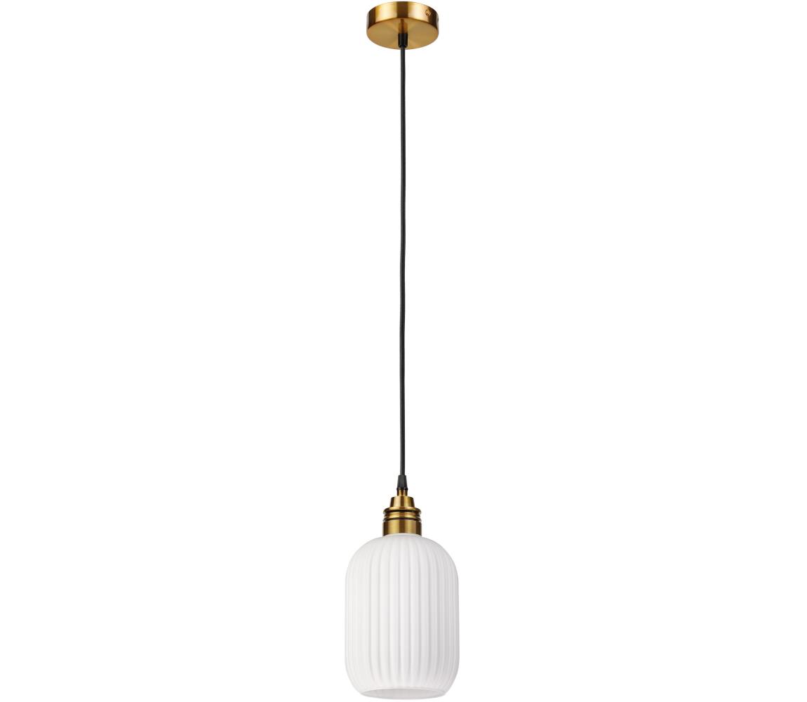 Závesný luster HECTOR na lanku 1xE27/15W/230V biela/mosadz priemer 14 cm LM-1.297/A