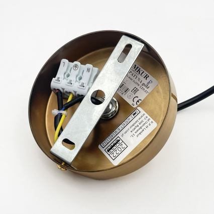 Závesný luster HECTOR na lanku 1xE27/15W/230V biela/mosadz priemer 14 cm